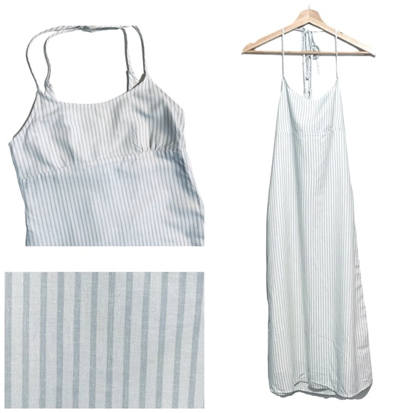 Anthropologie x Charlie Holiday Linen Blend Striped Halter Maxi Dress Size 6 - Picture 1 of 16